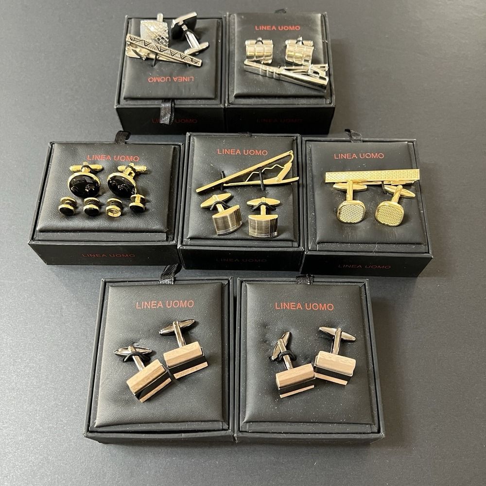 Cuff Links Lot Of 7 Gold & Silver Linea Uomo NWT Business Formal - Picture 2 of 3